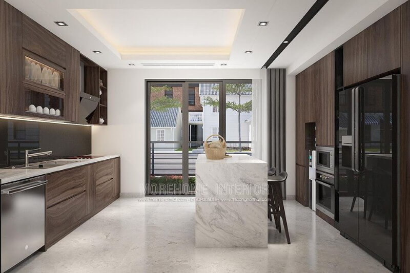 Thiết kế nội thất phòng bếp đảo đẹp hiện đại cho nhà phố, biệt thự, nhà liền kề hiện đại. Thiết kế nội thất biệt thự