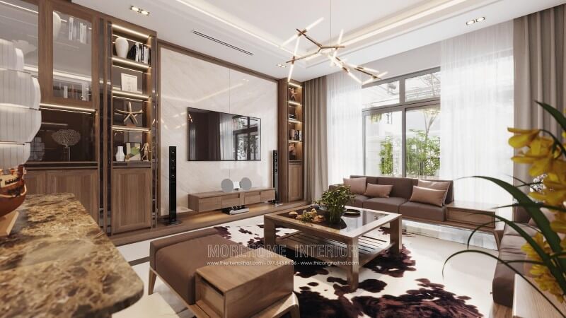 Thiết kế nội thất phòng khách biệt thự cao cấp phong cách hiện đại