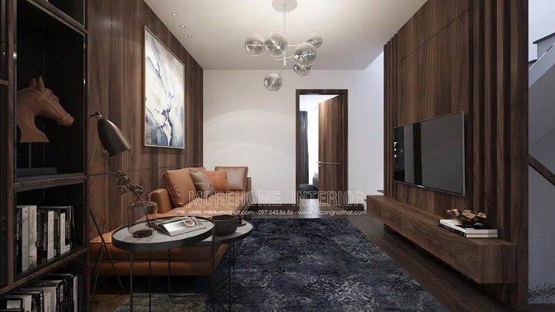 Sofa cam văng dài bọc da đẹp cho phòng giải trí hiện đại, sang trọng.