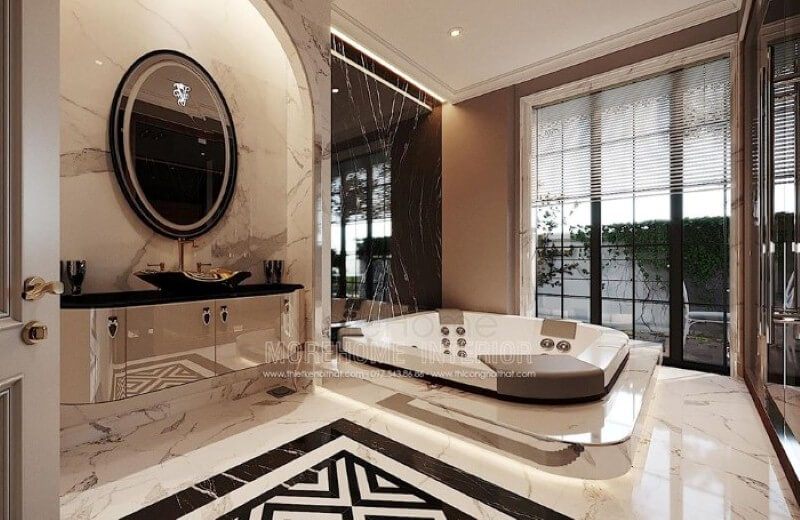 Trang trí nội thất phòng tắm đẹp sang trọng với đồ nội thất cao cấp.