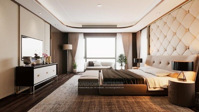 Trang trí đầu giường đẹp với đệm nỉ sang trọng