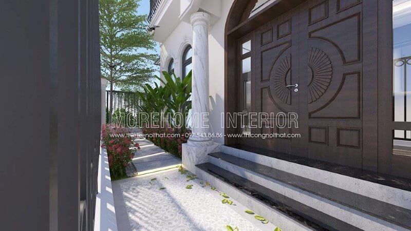 . Một bộ cửa gỗ đẹp được thiết kế bằng cách kết hợp 2 cánh và gương, tạo nên sự sang trọng và đẳng cấp khi nhìn vào, đại diện cho tầm đẳng cấp của chủ nhân của ngôi nhà.