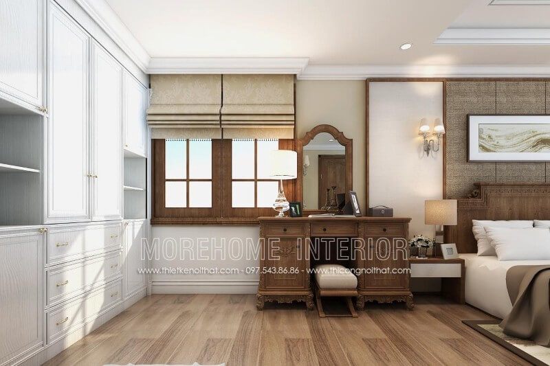 Nếu bạn yêu thích mẫu bàn ghế trang điểm trong phòng ngủ bằng gỗ óc chó phong cách tân cổ điển này, hãy liên hệ Morehome để được tư vấn và báo giá.