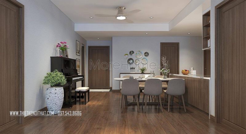 Bàn ăn gỗ công nghiệp luôn là sự lựa chọn hàng đầu cho nội thất nhà ở chung cư hiện đại với vẻ đẹp tinh tế và thời thượng